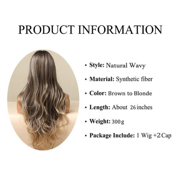 Women Cosplay Daily Natural Hair Wig Heat Resistant Fiber - Brown Mixed Blonde main image 5